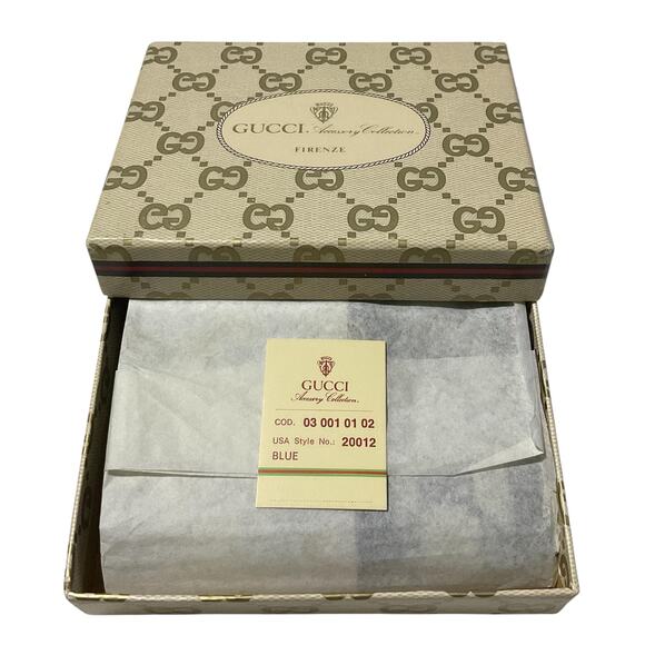 GUCCI Vintage Interlocking G GG Supreme PVC Leather Navy Bi-fold Wallet Boxed - Picture 15 of 15